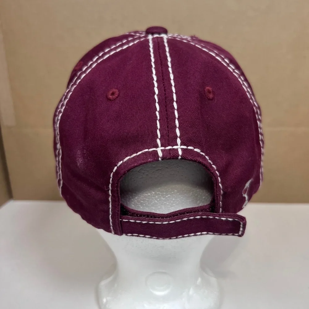 Sip Happens Wine Baseball Cap Maroon Distressed Adjustable Hat